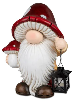 Produktbild von Dekofigur Zwerg mit Pilzhut und Laterne H. 34cm weiß rot braun Formano H25