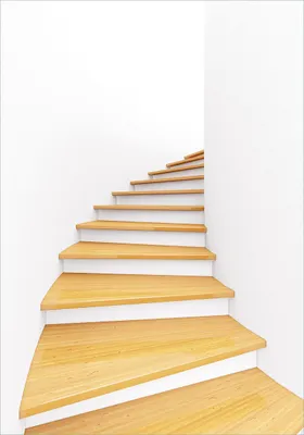 Produktbild von Wallario Poster - Wendeltreppe aus hellem Holz, Kunstdruck Größe: 70 x 100 cm
