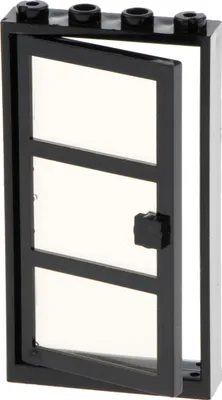 Produktbild von 1x Lego Tür Rahmen 1x4x6 schwarz Türblatt Scheibe transparent braun 30179c05