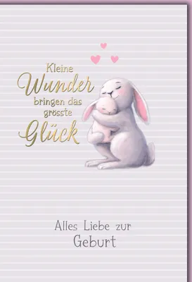 Produktbild von Baby Hasenmama und Baby Geburt Kleine Wunder Glück Glückwunschkarte mit Umschlag