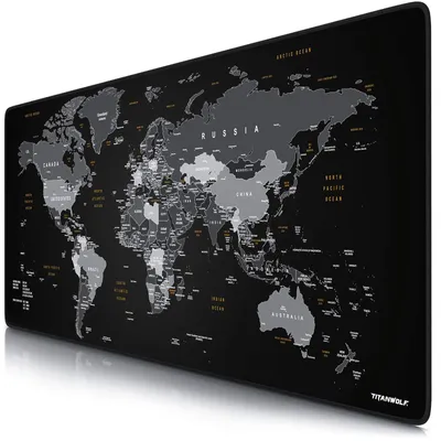 Produktbild von Mauspad Gaming-Mauspad XXL - 900 x 400 mm - Schwarz - Weltkarte