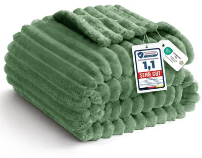 Obrázok produktu pre Deka na prítulnosť 230x270 cm, XXL, flís, flanel, zelená pruhovaná, na gauč