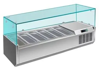 Produktbild von Gastro Kühlaufsatz | Aufsatzkühlvitrine | 6 x 1/4 GN | Glasaufsatz | +2 bis +8 °C | Pizzakühlaufsatz