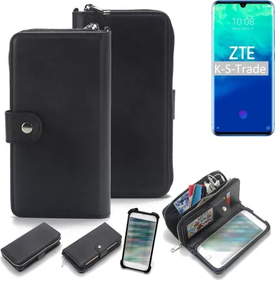 Produktbild von K-S-Trade 2in1 Handyhülle Schutzhülle kompatibel mit ZTE Axon 10 Pro & Portemonnee Cover Handy Hülle Case Etui Geldbörse Wallet Bookstyle Hülle
