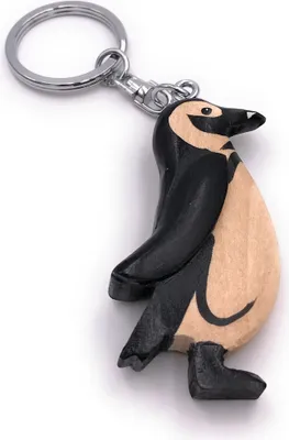 Image de Onwomania Porte-clés en bois pingouin se dandinant oiseau Antarctique Charm