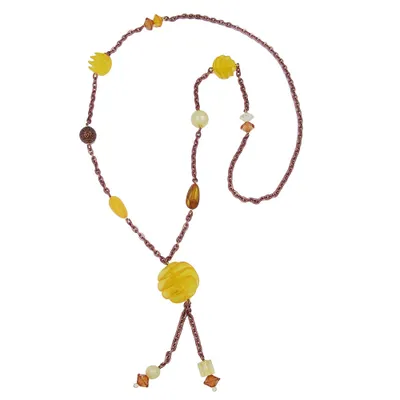 Produktbild von Kette Spiralperle gelb Ankerkette gelb 90 cm