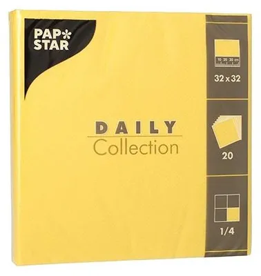 Produktbild von Servietten "DAILY Collection" 1/4-Falz 32 cm x 32 cm gelb