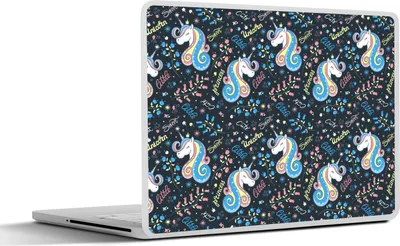 Produktbild von MuchoWow® Laptop Aufkleber Sticker Cover Einhorn - Zitat - Regenbogen - Muster 30x22 cm - Laptop-Sticker