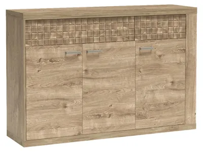 Obrázek produktu pro Komoda BALESTRAND – dubové dřevo – zásuvky – dekorativní přední část – 147 x 99 x 41 cm