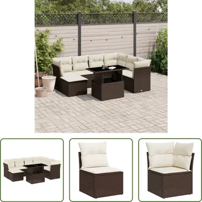 Produktbild von The Living Store 8-tlg. Garten-Sofagarnitur mit Kissen Braun Poly Rattan