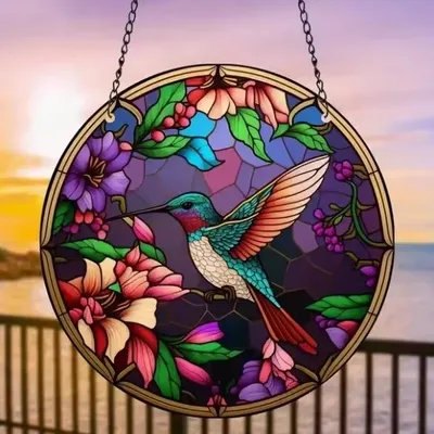Produktbild von Sonnenfänger - Bird/Typ4: Kolibri im Buntglas-Stil KP31512