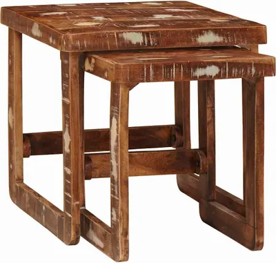 Immagine prodotto di vidaXL Tavolini componibili, 2 pezzi, 46 x 46 x 45 cm, legno massello riciclato