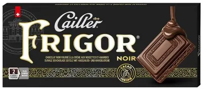 Produktbild von Cailler Frigor, dunkle Schokolade, 100 g, 384 kJ, 92 kcal, 6,3 g, 7,5 g