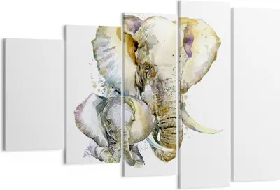 Produktbild von Bild auf Leinwand - Leinwandbild - Elefanten tier safari afrika - 150x100cm - Wand Bild - Wanddeko - Leinwanddruck - Bilder - Kunstdruck - Wanddekoration - Leinwand bilder - Wandkunst - EG150x100-2884