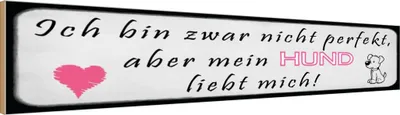 Produktbild von vianmo Holzschild 10x46 cm aber mein Hund liebt mich Herz Spruch Zitat