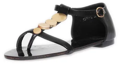Produktbild von Damen Sandalen mit Metall-Applikationen Zehentrenner ; Schwarz 38