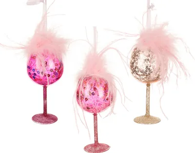 Christbaumschmuck Glas 11cm Cocktailglas Figur 1 Stück sort. Rosa