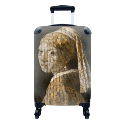 Produktbild von MuchoWow® Koffer Handgepäck Trolley Rollkoffer Kleine Reisekoffer mit 4 Rollen - Das Mädchen mit dem Perlenohrring - Johannes Vermeer - Collage - Cabin Size < 55x40x23 cm & 55x40x20 cm - Fotokoffer - Kabinenkoffer - Boardgepäck - Reise-Box - Reisekoffer - Reisegepäck - Koffer mit Bild - Trolley für Kinder
