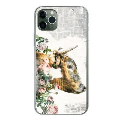 Produktbild von MuchoWow® Handyhülle Schutzhülle Hülle für iPhone 11 Pro Max Schottischer Highlander - Farbe - Blumen Silikon Softcase Handy Hülle - Schutz