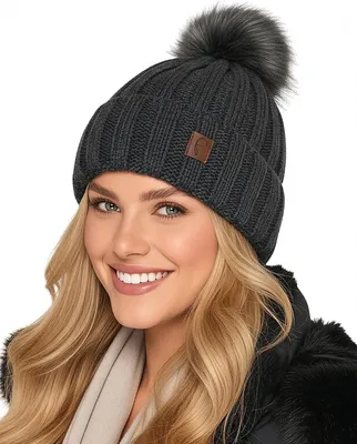 Productafbeelding van Wintermuts met pompon - Dames en heren - Imitatiebont