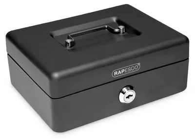 Productafbeelding van Geldkistje metaal - Met slot - 20 cm - Zwart
