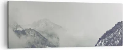 Produktbild von Bild auf Leinwand - Leinwandbild - Einteilig - Berge Wald Nebel - 140x50cm - Wand Bild - Wanddeko - Wandbilder - Leinwanddruck - Bilder - Wanddekoration - Leinwand bilder - Wandbild - AB140x50-4270