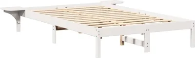 Zdjęcie produktu dla Łóżko Drewniane 120x200 Białe Rama Łóżka ze Stelażem Jednoosobowe