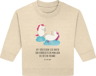 Produktbild von Mr. & Mrs. Panda Organic Baby Pullover Einhorn Sekt 6. - 12. Monat - Natural Raw - Geschenk, BFF, Unicorn, Party, Freundin, Einhörner, Bullover