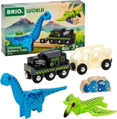Obrázek produktu pro Elektrická železnice s dinosaury, Brio World 36096, kompatibilní s dřevěnou železnicí, s dinosaury, od 3 let
