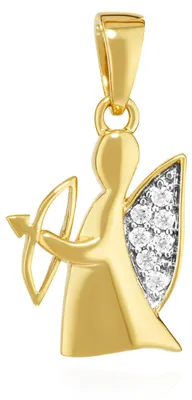 Obrázek produktu pro Přívěsek "Anděl strážný" od NKlaus, zlatý (333), žluté a bílé barvy, rozměry 15x11 mm, s bílými zirkony