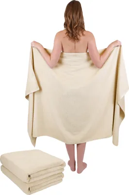 Produktbild von Betz 3-tlg. Set XXL Badetuch 100 x 200 cm DRESDEN Badetücher Saunatuch 100% Baumwolle Farbe sand
