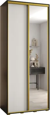 Produktbild von MEBLE KRYSPOL Davos 3 Schrank, zwei Türen - 235,2x120x60 cm - Schwarz Weiß Gold