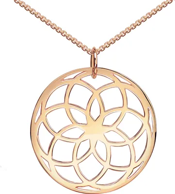 Produktbild von MATERIA Lebensblume Kette Rosegold Anhänger Mandala 925er Silber vergoldet Ø32mm groß KA-278-Rose