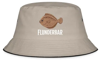 Produktbild von Spreadshirt Flunderbar | Angelhumor Fischerhut, S/M (Caps), Khaki/Schwarz