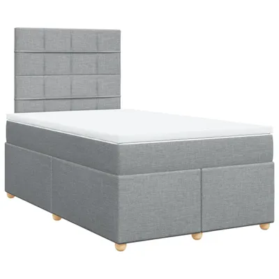Produktbild von Boxspringbett mit Matratze Hellgrau 120x200 cm Stoff