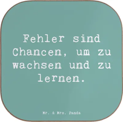 Produktbild von Mr. & Mrs. Panda Untersetzer für Gläser Spruch Fehler lernen wachsen - Meeresbrise - Geschenk, Ermutigung, Chancen, gläseruntersetzer, Optimismus, Vertrauem, Glas, Trost