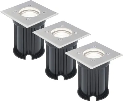 Produktbild von hoftronic LED Bodeneinbaustrahler 3x4W 345lm 6500K Edelstahl IP65 Eckig