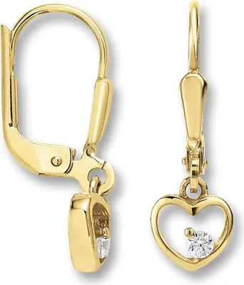 Produktbild von Ohrhänger Herz Zirkonia 333/- Gelbgold