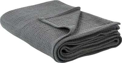 Zdjęcie produktu dla BELIANI Narzuta na łóżko ciemnoszara bawełniana 220 x 200 cm z gładkim wzorem dekoracyjna ozdobna do sypialni