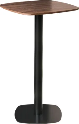 Produktbild von BELIANI Outdoor Bartisch Dunkelbraun u. Schwarz MDF-Platte Quadratisch 60x60 cm mit Standfuß Metallgestell Moderner Bistrotisch für Garten Balkon