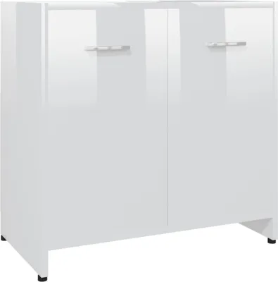 Produktbild von vidaXL Badezimmerschrank Hochglanz-Weiß 60x33x61 cm Holzwerkstoff