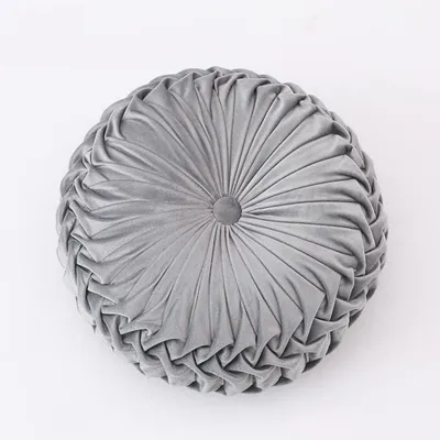 Imagen del producto de Cojín redondo, con funda de terciopelo, de 34,7 cm de diámetro, color gris, para el hogar