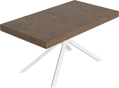 Image de Table extensible Niket en noyer 160/244x80 cm avec pieds blancs