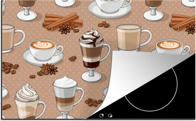 Produktbild von KitchenYeah© Herdabdeckplatte Muster - Kaffee - Cappuccino - Schokolade , 81x52cm, Küche Deko, Glaskeramikkochfeld Herdabdeckung, Abdeckplatte fùr Kochfeld
