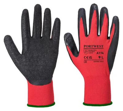 Produktbild von Portwest A174 Flex Grip Latex Handschuh Red/Black Gr. L