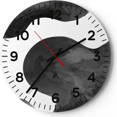 Produktbild von Wanduhr - Rund - Glasuhr - Abstraktion Form Figur - 40x40cm - Schleichendes Uhrwerk - Lautlos - zum Aufhängen bereit - Dekoration Modern - Wanddekoration aus Glas - C4AR40x40-5134