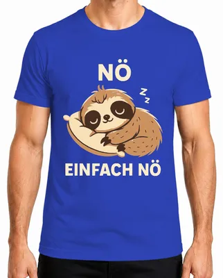 Produktbild von Faultier Schlafend NÖ EINFACH NÖ Süß Faul Geschenk Lustig Kinder Herren T-Shirt, Blau, XL