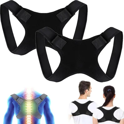 Produktbild von Rücken Geradehalter, 2 Pcs Haltungskorrektur Schultergurt, Einstellbare Obere Rückenstütze Geradehalter Haltungstrainer, Rücken Geradehalter Haltungskorrektur für Damen und Herren für Nacken, Rücken