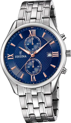 Image de Festina montre en acier inoxydable pour hommes F6854/6 montre-bracelet analogique argenté rétro D2UF6854/6