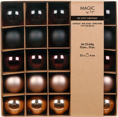 Produktbild von Weihnachtskugeln Glas 6cm 25er Set - Elegant Lounge teils transparent